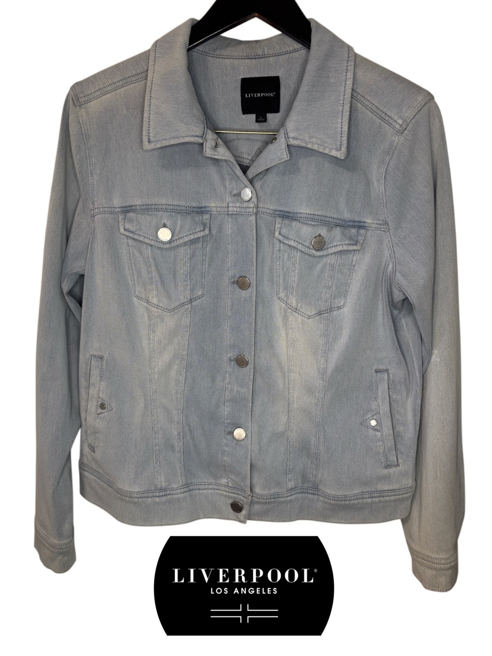 Liverpool Pale Blue Denim Jean Jacket Size Large